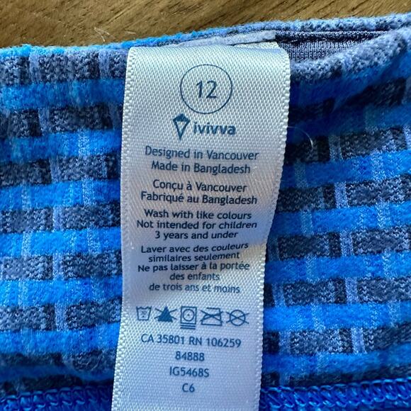 Ivivva by Lululemon Blue Gray Print Full Length Leggings Pants Athleisure  12 - Picture 6 of 6